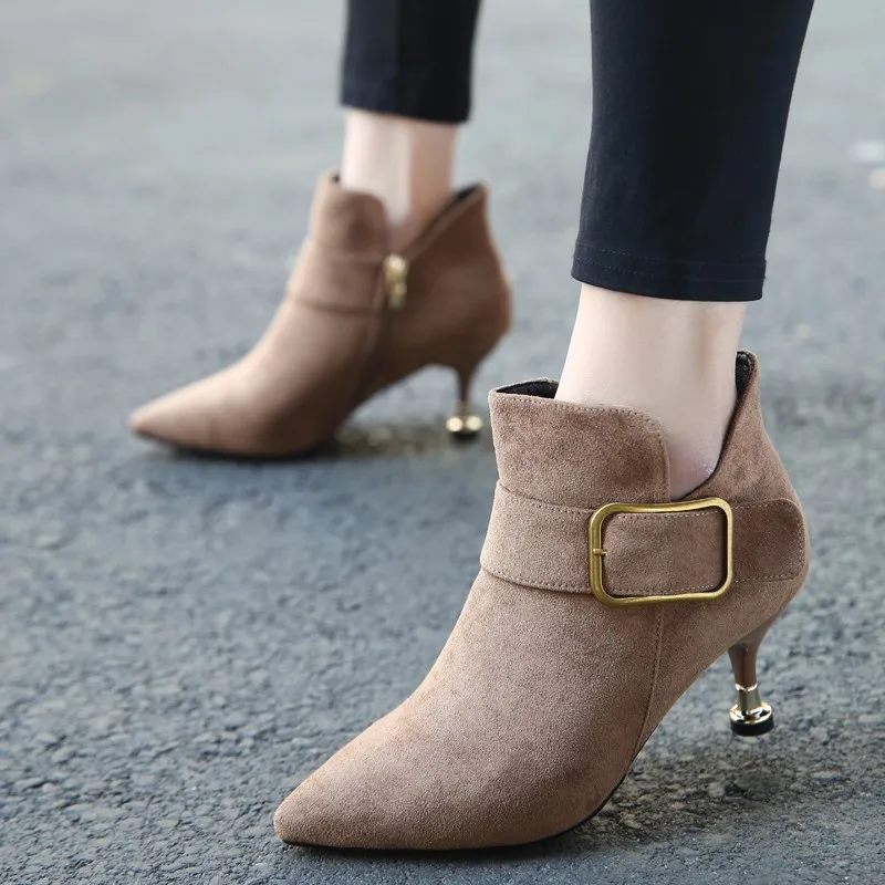 

Fashion Women Boots Women High Heels Boots Ankle Boots for Women Pointed toe Sexy Ladies High Heel Booties Thin Heel 6cm A1660