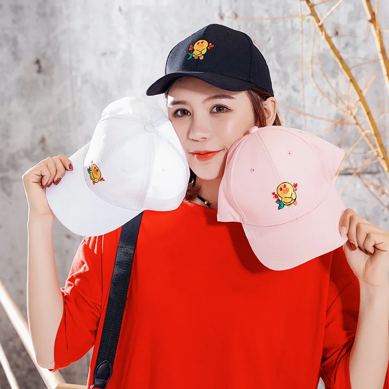 

Spring And Autumn shi shang mao Children Literature And Art Embroidered Baseball Cap Korean-style Couples Versatile Brim Hat Men