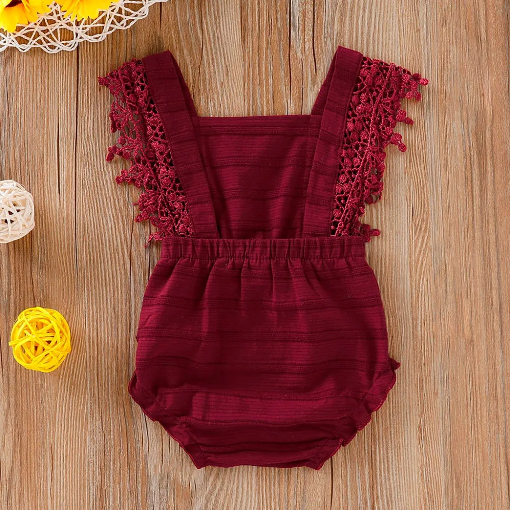 Newborn Infant Baby Girl Boy Solid Lace Bow Romper jumpsuit Clothes Outfits kids clothing baby leotard Onesies Summer Clothes 40
