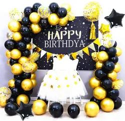 Kit de guirnalda de globos metálicos dorados y negros, arco de globos de confeti dorado y negro para fiesta, boda, cumpleaños, Baby Shower, decoración artesanal