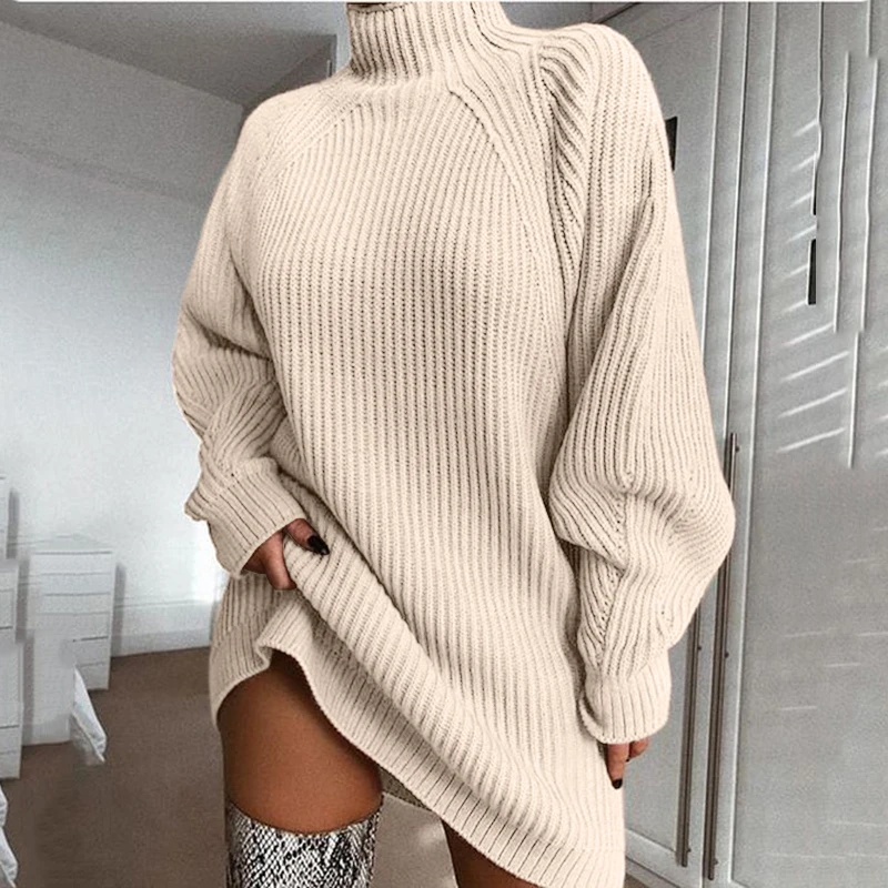 

Fashion Fall and Winter Sweaters for Women 2020 Turtleneck Oversized Long Sweater Ladies Loose Solid Plus Size Pullover Female