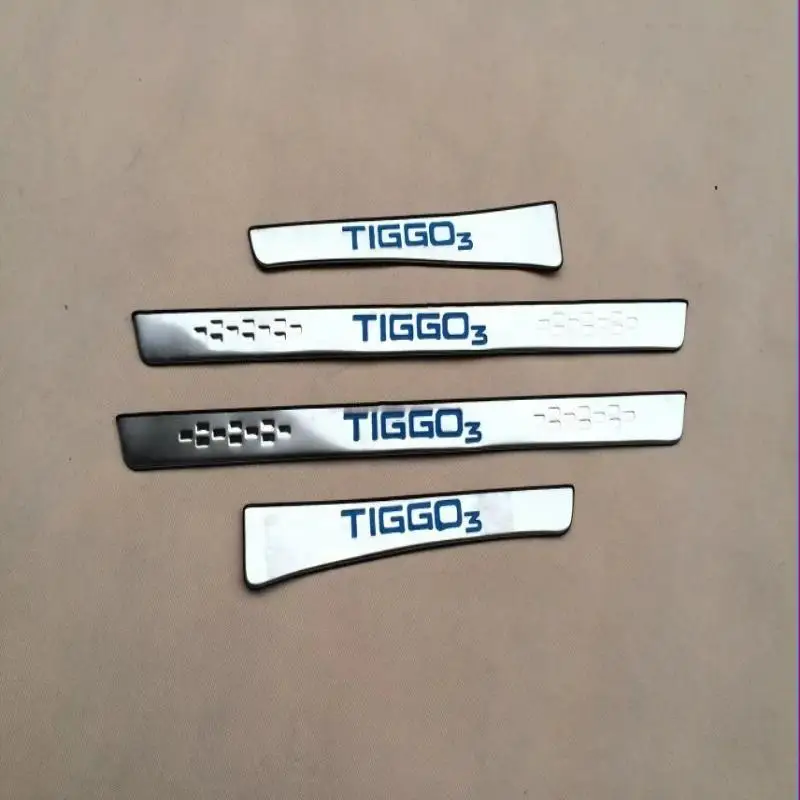 

For Car Accessories Chery Tiggo 3 Door Sill Stainless Steel Protection Guard Door Sills Scuff Plate Cover Strip Styling Sticker