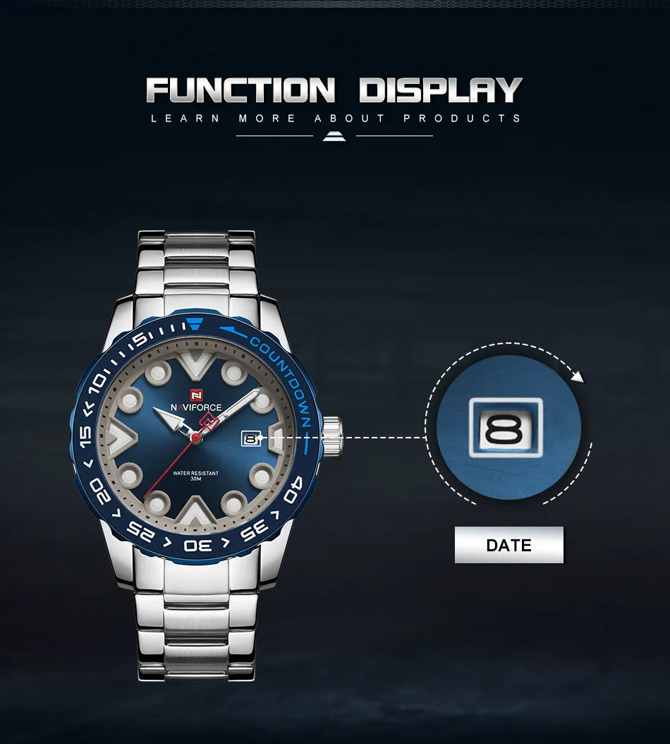 Бренд NAVIFORCE часы мужские Топ люксовый бренд водонепроницаемые кварцевые наручные часы с большим циферблатом спортивные часы мужские часы Relogio Masculino
