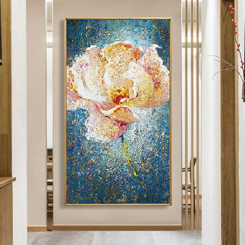 100% Hand Painted Abstract Flower Art Oil Painting On Canvas Wall Frameless Picture Decoration For Live Room Home Decor Gift | Дом и сад