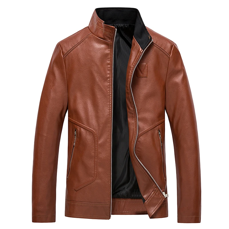 Мужские Куртки из искусственной кожи Jaqueta Couro Masculina кожаные куртки с карманами мужские осенние Брендовые повседневные мотоциклетные кожаные куртки