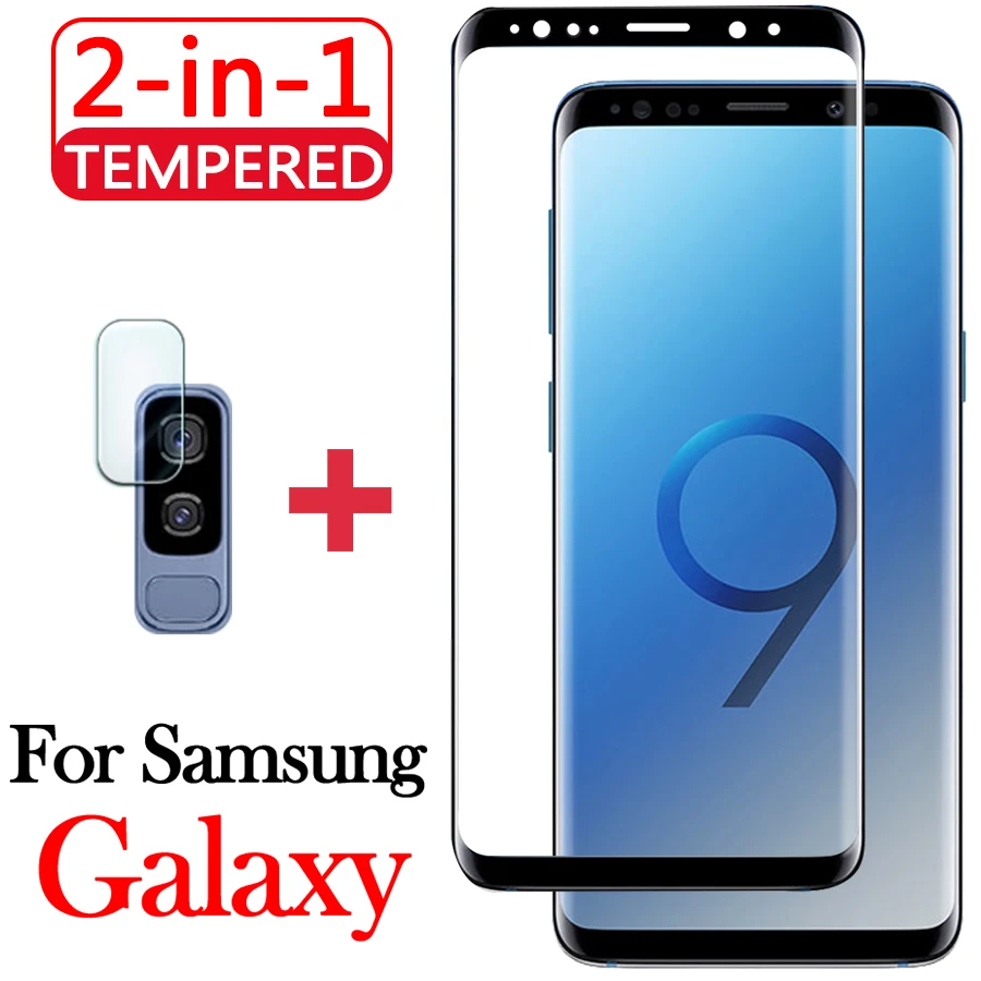 Защитное стекло 2 в 1 для samsung galaxy S 8 9 Plus S8 S9 8Plus с защитным чехлом объектива камеры |