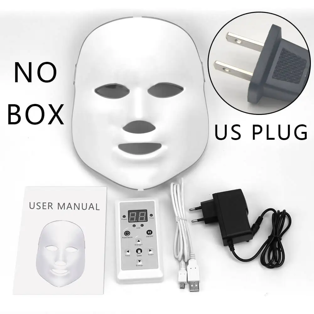 Антивозрастной светодиодный светильник маска для лица микротоковая цветная фотонная Маска Для Кожи Шеи спа Лечение Красота подтягивающее устройство морщин Акне терапия - Цвет: Standand US No Box