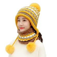 BINGYUANHAOXUAN Новое модное женское зимнее, связанное из шерсти шапка женская шапочки с шарфами теплые зимние шапки для девочек шапочки