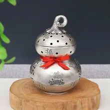 Чистое серебро ручной работы 999 благоприятная курильница для благовоний полый дзен Ремесло Украшение интерьера алоэ курильница для благовоний