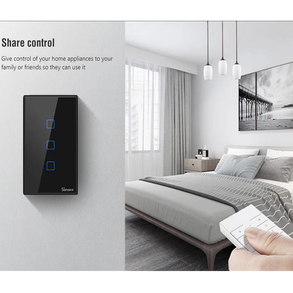 SONOFF T3US US Plug Голосовое управление/синхронизация/состояние синхронизации WiFi Сенсорная панель настенный переключатель для умного дома Автоматизация