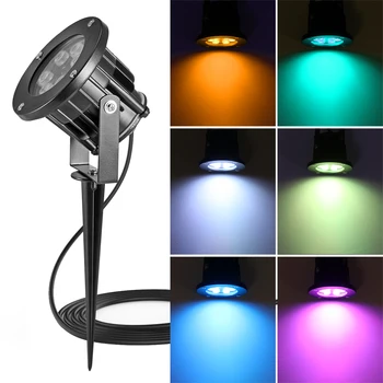 

Multipurpose energy saving 12W RGB Lawn Flood Light Yard Patio Path Spotlight Lamp with Spike AC 85-265V US Plug Remote Control