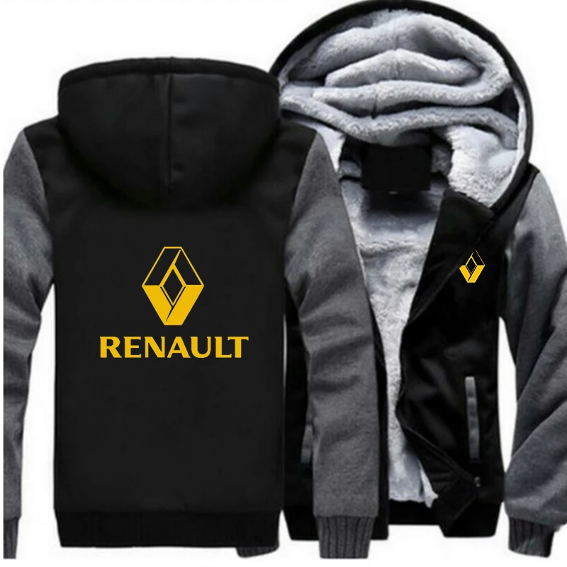 Мужская марка автомобиля Renault желтая куртка с капюшоном на молнии с логотипом зимняя унисекс Повседневная утепленная куртка толстовка Харадзюку в стиле панк - Цвет: 2