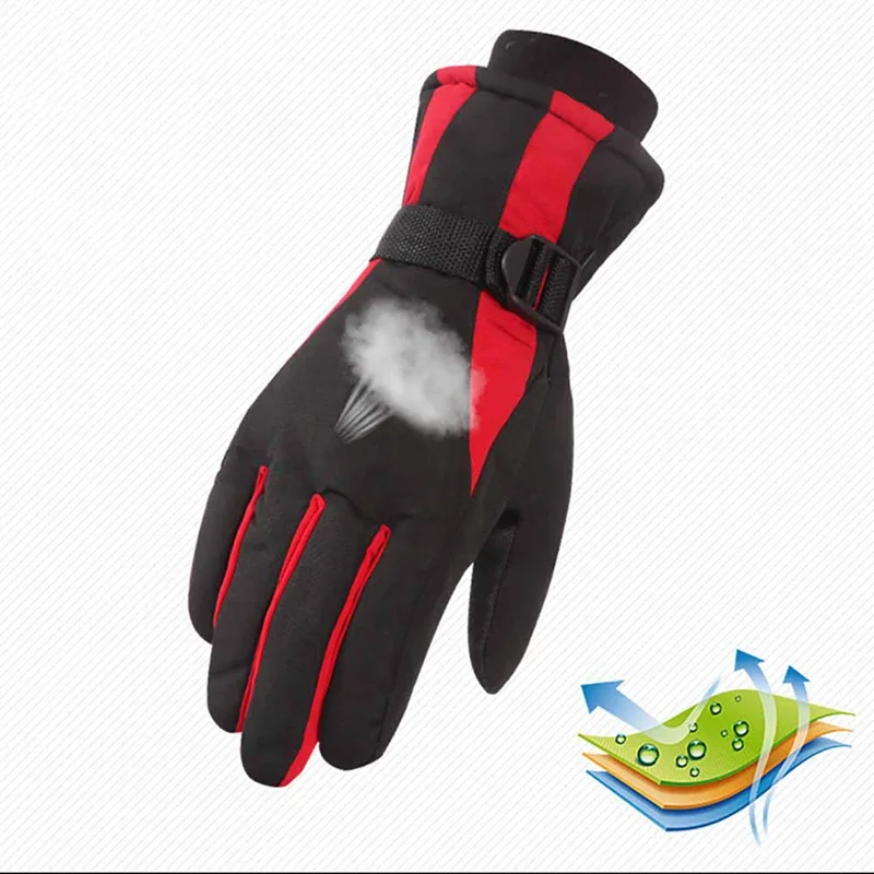 Skiing Gloves Adult Full Finger Thicken Cold Resistant Waterproof Thermal Handwear Outdoor Cycling Motorcycle Windproof Gloves