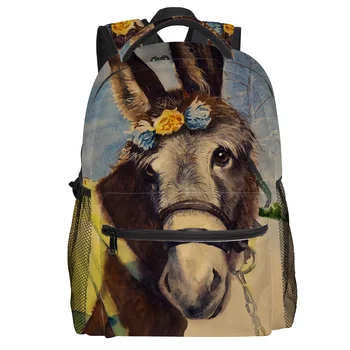 

Animal Painting Donkey Backpack College Students Wear Resistance Laptop Backpack Book Bag Casual Sports Bags School Bag