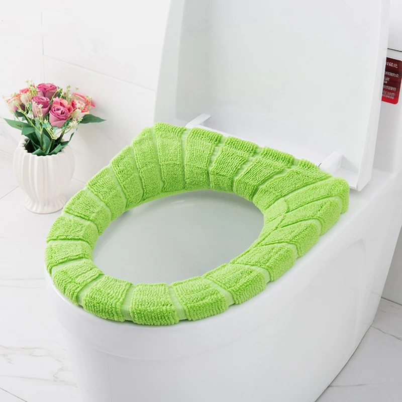 Светло-зеленый Soft Bathroom Toilet Seat Closestool Washable Warmer Mat Cover Pad Cushion Bathroom Accessories OCT998 - Цвет: Светло-зеленый