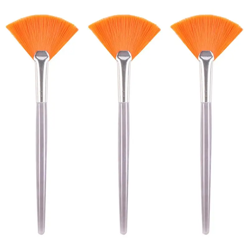 Cosmetic-Tools Mask-Brushes Portable Fan 3pcs Soft for Women Ladies Girls Yellow Yellow