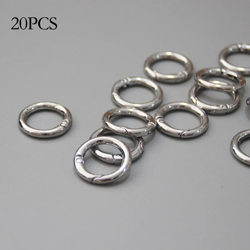 Sliver(20PCs) Новые женские металлические аксессуары для сумок, запчасти для сумок, роскошные круглые кольца ручной работы, круглые кольца для самостоятельного изготовления брелоков, связываемых крючков, застежки для сумок - Цвет: Sliver(20PCs)