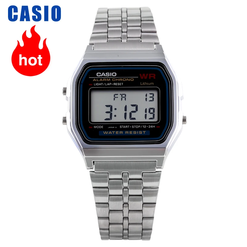 Часы Casio Простые Ретро Серебряный стальной ремешок мужские электронные часы