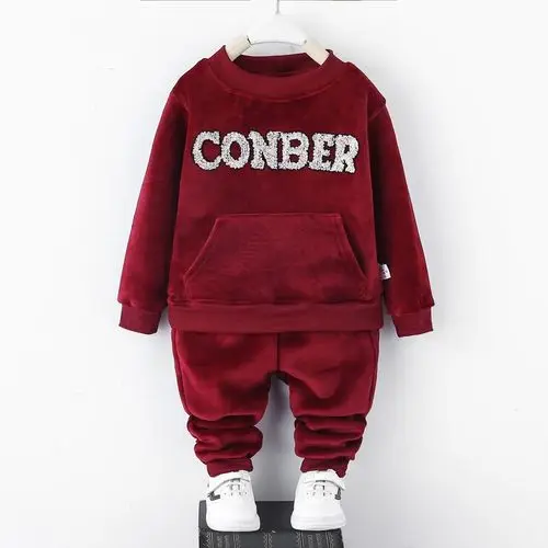 Red CR New Spring Children Toddler Clothing Baby Boys Girl Clothes Suit Kid Sports Hooded Sweater Pants 2pcs/Sets Infant Tracksuit - Цвет: Red CR