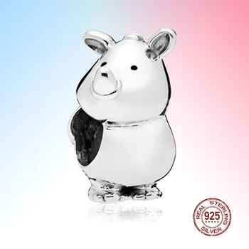 

925 sterling silver animal rhino charm bead charms suitable for original charm bracelet pendant ladies fashion DIY jewelry
