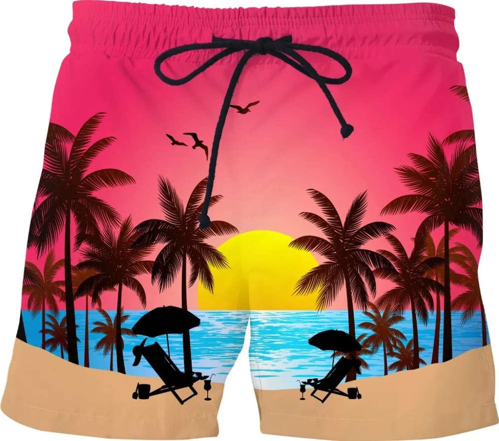 

New Fashion summer vibes shorts Hawaiian Beach Palms tree 3D Printed Male/Female Novelty Casual Shorts