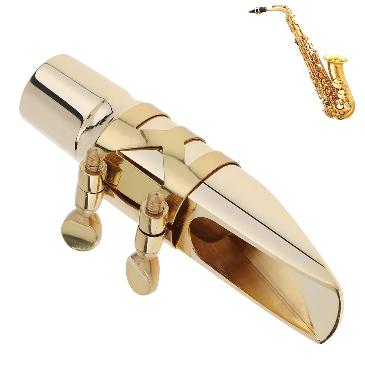 Gold Lacquer Plated Eb Tone Durable Metal Brass Saxophone Mouthpiece 6 For Alto Sax Musical