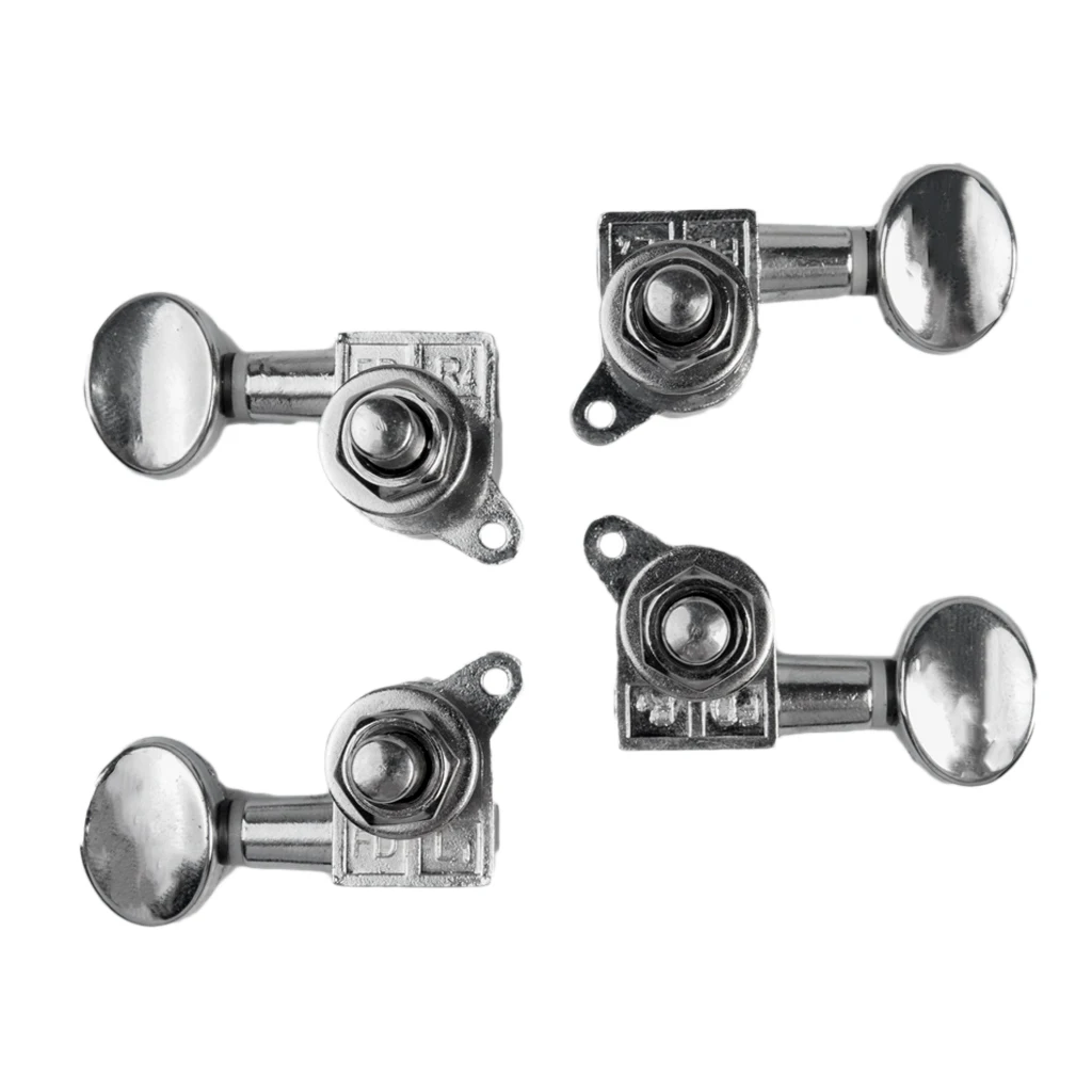 4Pcs Metal Machine Heads Tuners Left+Right for Ukulele 4 String Ukulele Accessory, Silver