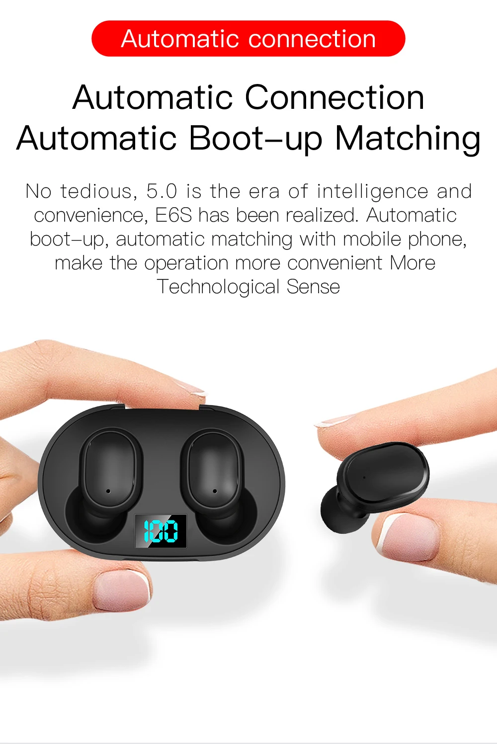 E6S TWS Bluetooth 5.0 Headphones True Wireless Earbuds In Ear Handsfree Stereo Earphones Sports Waterproof Headset with Mic