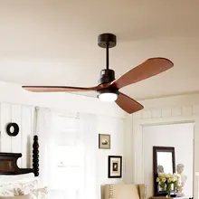 Потолочный вентилятор 6 Corlor из твердой древесины, потолочный вентилятор с 3 лампами, светильник с пультом дистанционного управления, 110 В, 220 В, 52 дюйма, классический