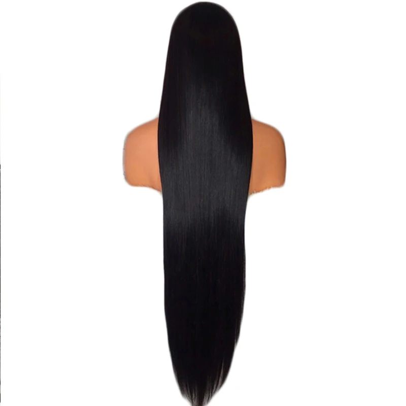 

26inch Long straight Black Color Fiber Hair Wigs For Women Synthetic 1x5 Part Wigs All Machine Made Medium Size