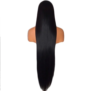 

26inch Long straight Black Color Fiber Hair Wigs For Women Synthetic 1x5 Part Wigs All Machine Made Medium Size