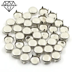 Metal Studs Round Four Claw Rivets - Silver Assorted Sizes - Ideal for Leather, Clothing, and DIY Bag Accessories (100 Pieces)