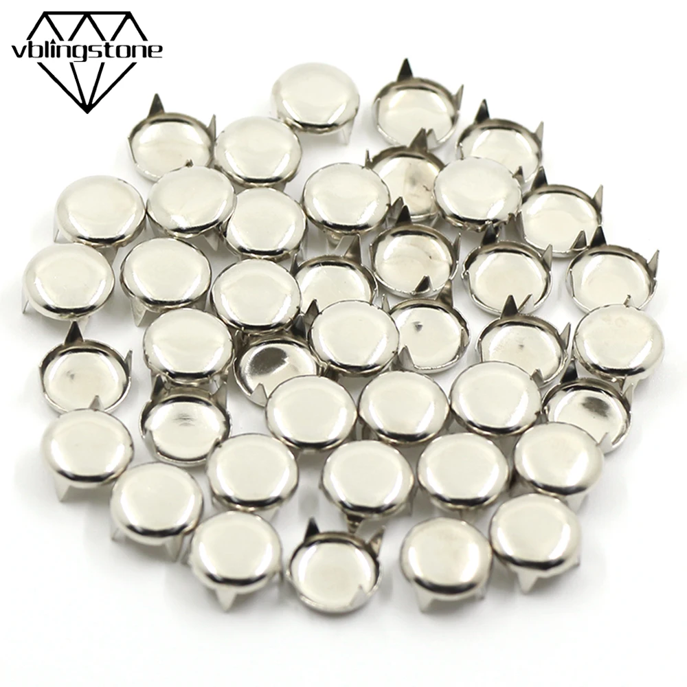 Remaches redondos de Metal para bolsos, tachuelas de cuatro garras para  cuero plateado, 100 piezas, 6/7/8/9/10/12MM, remaches para ropa, accesorios  para bolsos DIY