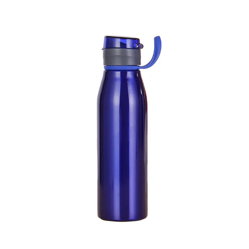 Синий Bpa-Free 750 мл/25 унций нержавеющая сталь 304 спортивный и Открытый походный чайник американский стиль моя бутылка для воды портативная ручка всплывающая крышка - Цвет: Синий