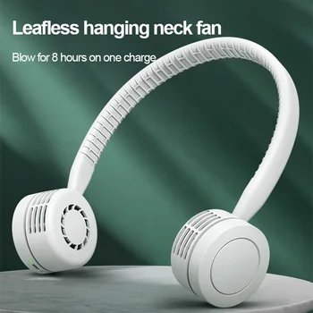

Portable Bladeless Hanging Neck Fan USB Charging Air Cooler Turbo Dual Fan Third Gear Outdoor Lazy Sports Cooling Neckband Fan