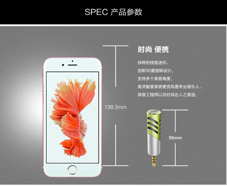 Professional Mic Super small size rotatable R1 Mini Condenser Microphone Mobile Phone Microfone Record for talk