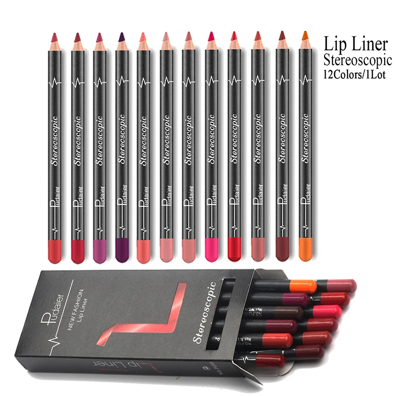

12Pcs Long-lasting Lip Liner Matte Double Head Lip Pencil Waterproof Moisturizing Lipsticks Makeup Contour Cosmetic Lipliner Pen