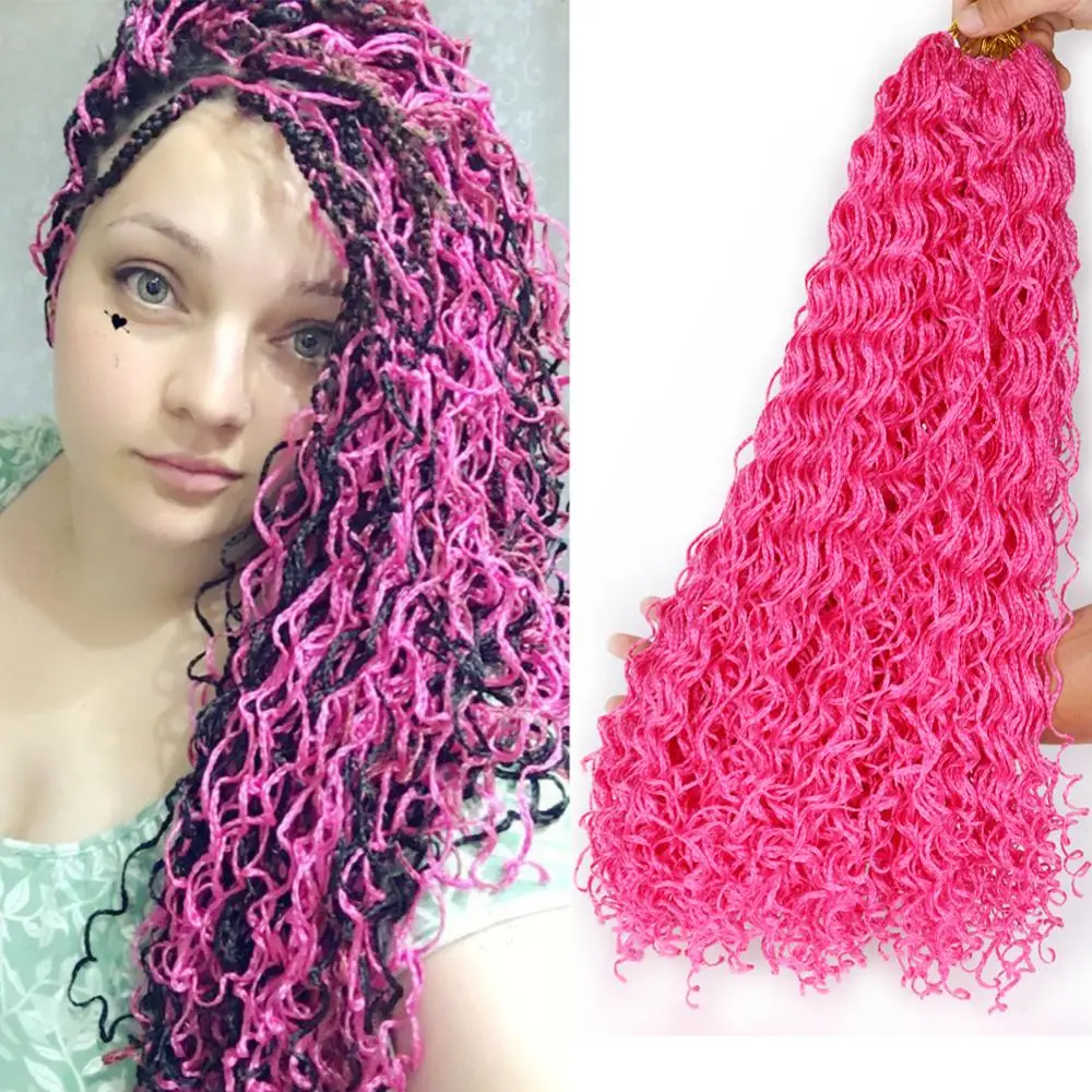 Mtmei Hair Green ZiZi Braids Hair 20" 48Strands Box Braids Crochet Grey Purple Pink Blonde Curly Braiding Extensions
