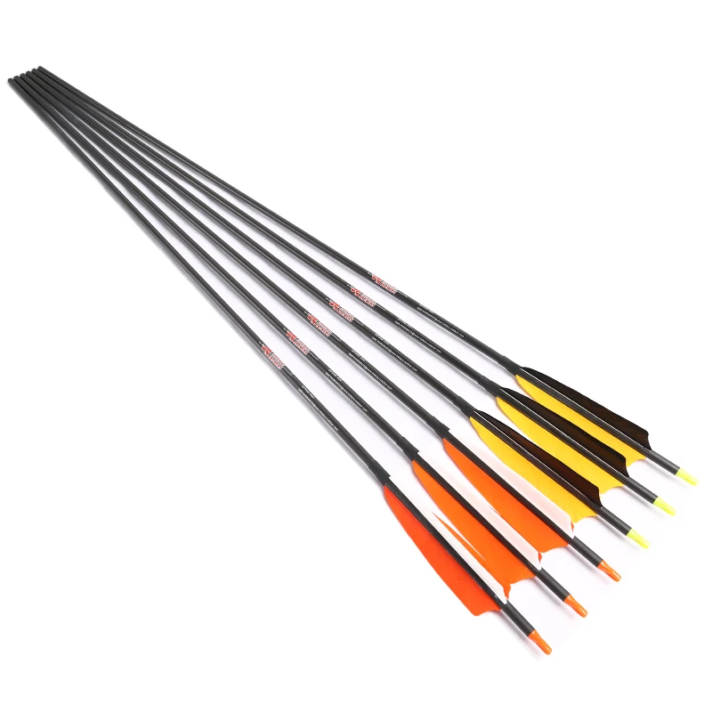 

Linkboy Archery Carbon Arrows Shaft Spine340 400 500 600 ID6.2mm 5inch Turkey Feather for Compound Traditional Bow Hunting 12pcs