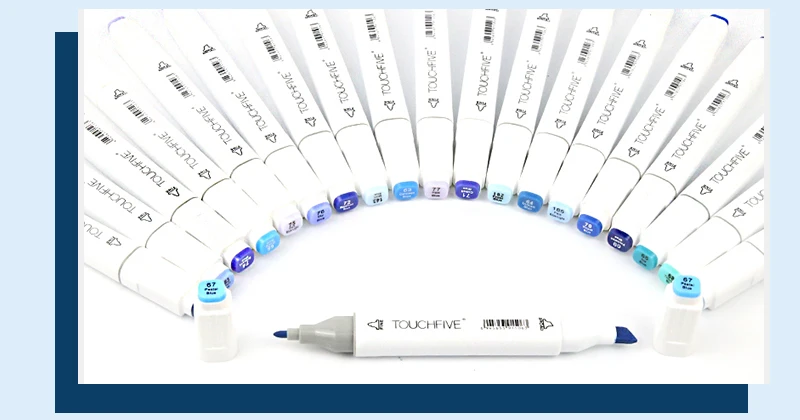 TOUCHFIVE, 20 цветов, синие маркеры для дизайна, набор кистей, ручки для графического искусства, ручки на спиртовой основе для рисования, маркеры манги