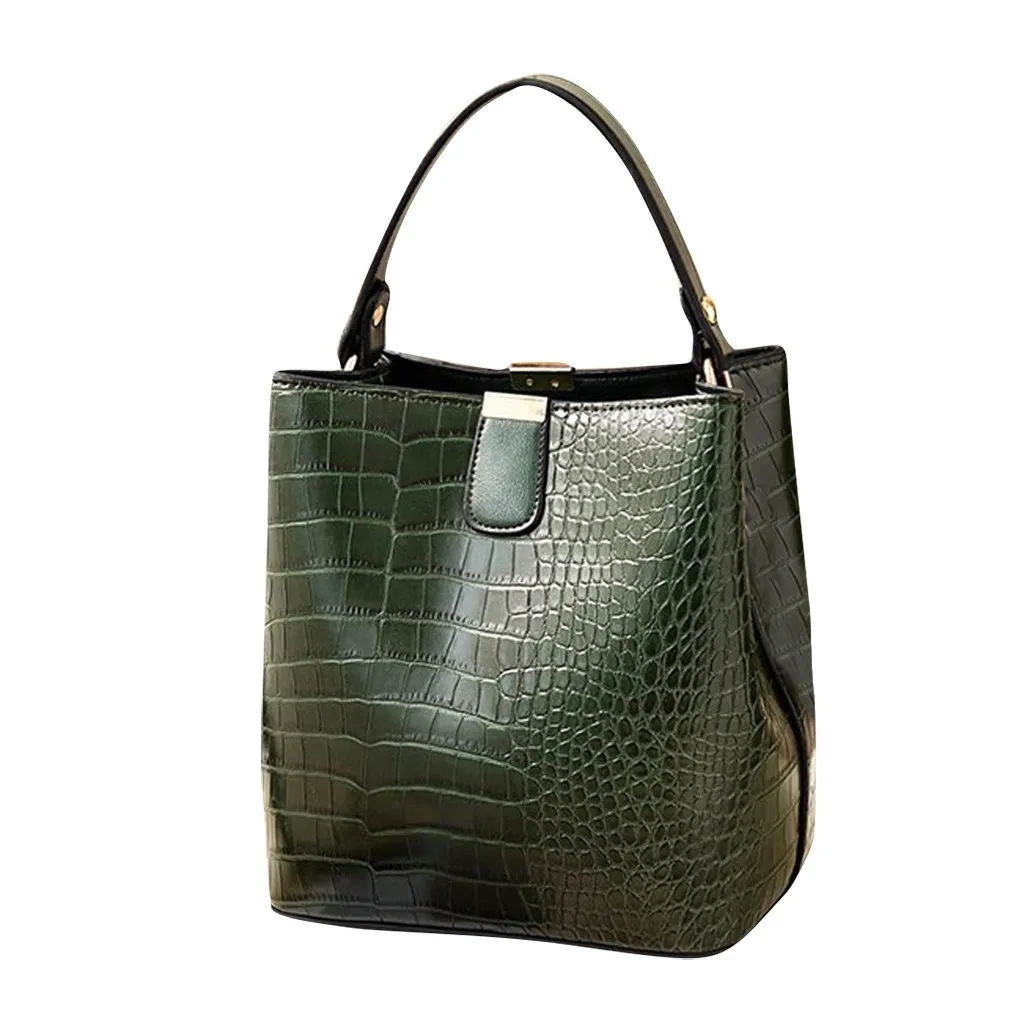 Ретро женская сумка с узором «крокодиловая кожа», Большая вместительная сумка-мешок из кожи аллигатора, большая сумка-мессенджер на плечо, дамская сумочка, сумка женская