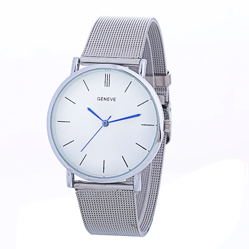 

Hot Selling Geneva Steel Wire Mesh Belt Men's Watch Ultra-Thin Dial Simple Measuring Quartz Watch