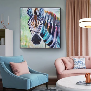 

Colorful Animal Zebra Canvas Painting Good Quality Wall Art Posters and Prints For Home Living Room Decoration