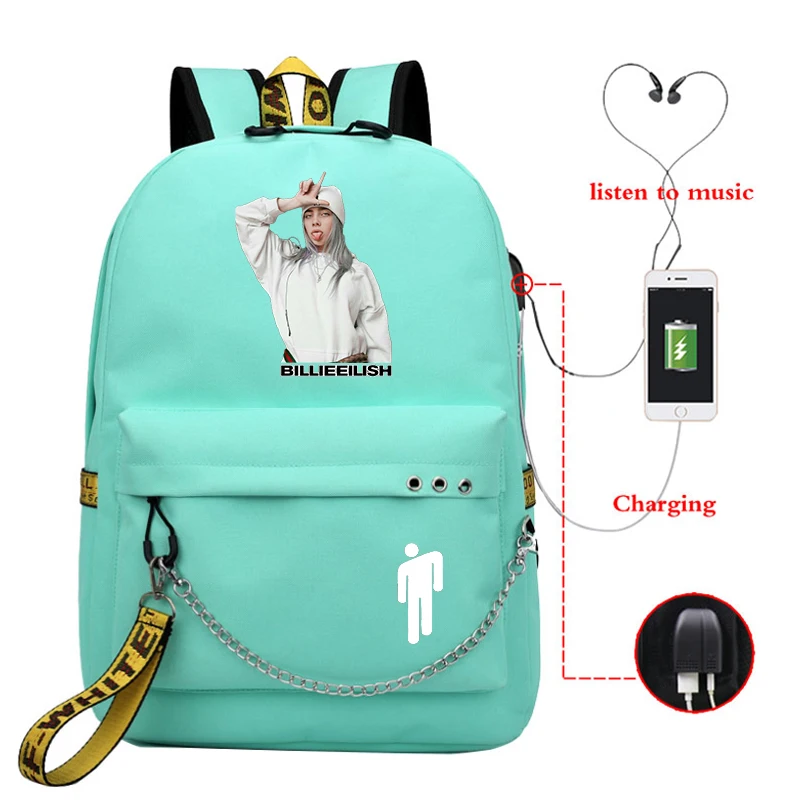 810 5 Mochila рюкзак женский Billie Eilish школьные сумки для девочек-подростков Usb зарядка Bookbag розовый рюкзак женский ноутбук дорожная сумка - Цвет: 810 5