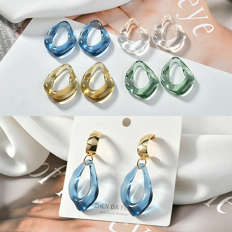 

4pcs Autumn and winter color transparent special-shaped resin pendant diy earring accessories