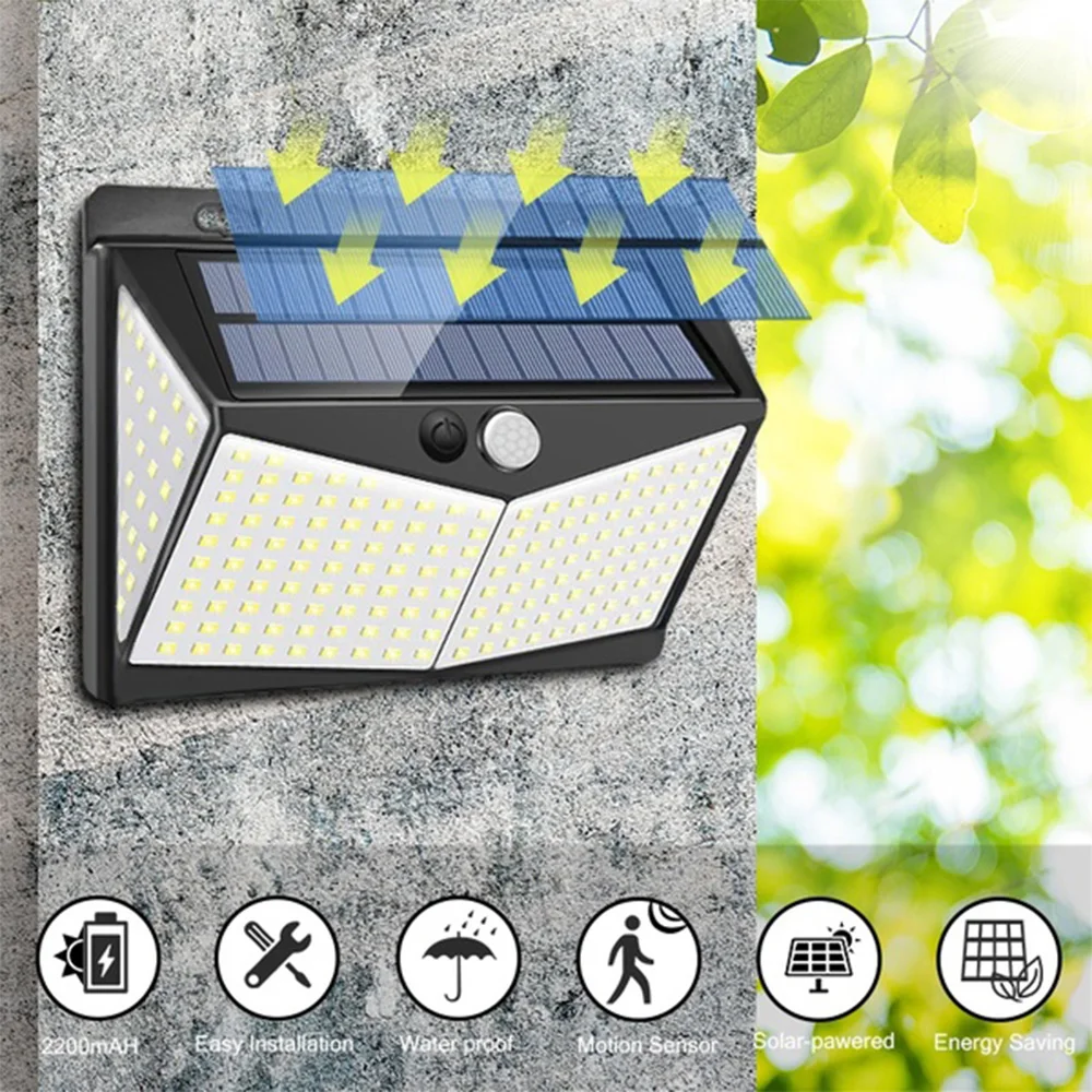 

Eco-Friendly Wall Light Walkway Lights Street Lamp Waterproof Motion Sensor Solar Power 208 LED Security Flashlight Outdoor