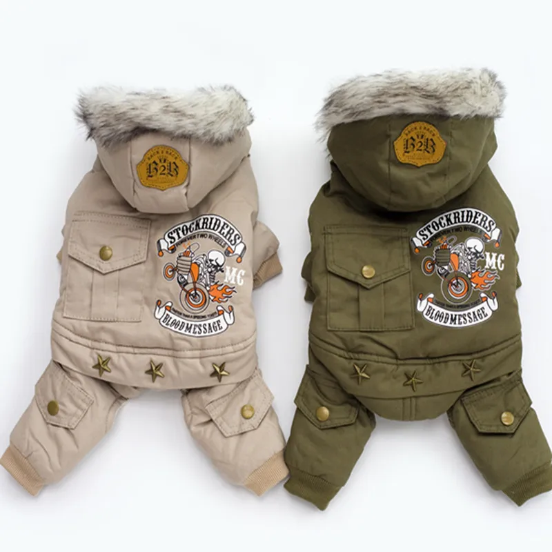 

Warm Pet Jumpsuit Thick Green Dog Clothes For Large Small Dogs Winter Coat Puppy French Bulldog Clothing Jacket Cute Cat Costume