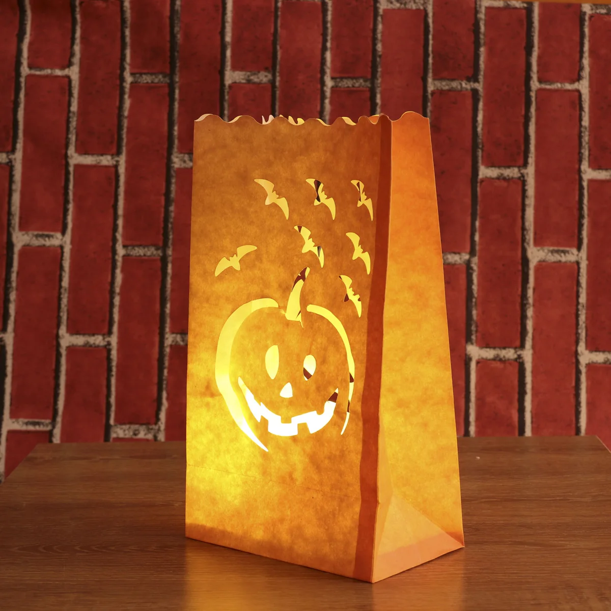 

12pcs Halloween Paper Candle Luminary Bag Bat Pumpkin Carved Tea Light Holder Bag for Happy Halloween Decoration