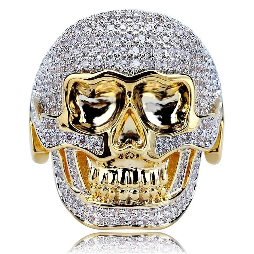 2019 New Fashion Vintage Crystal Pharaoh Skull Hip Hop Rock Punk Metal Hollow Out Ring for Men Luxury Rings Jewelry Wholesale | Украшения и