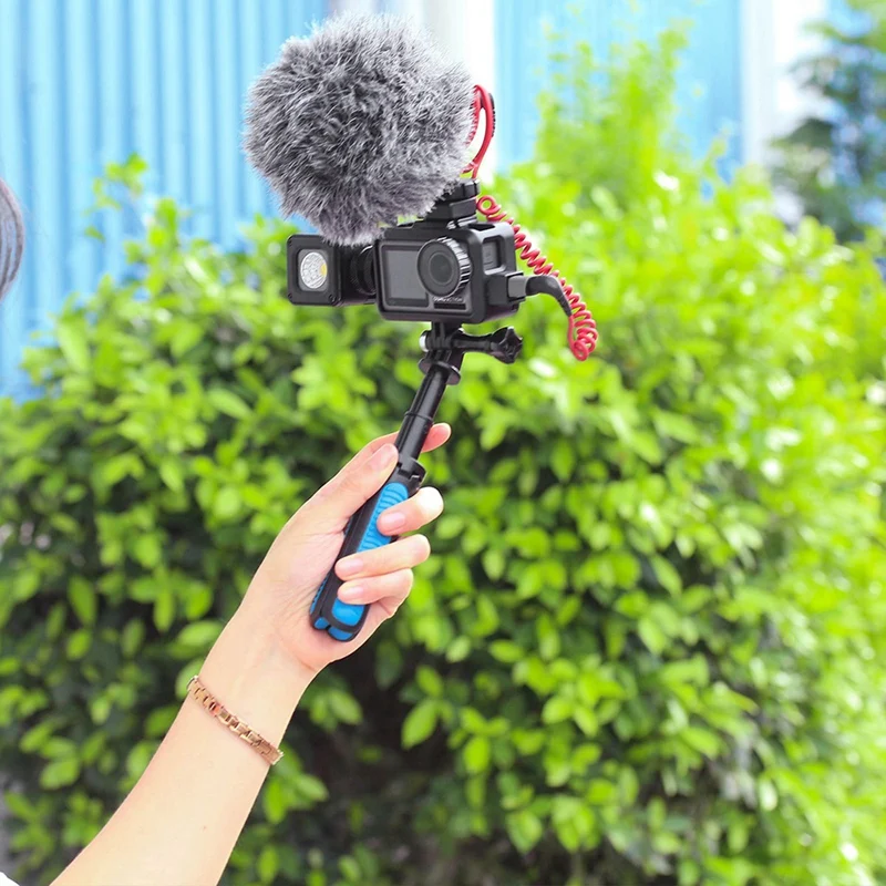 AABB-Ulanzi Vlog корпус защитный чехол для Dji Osmo Action, двойной Холодный башмак крепление для микрофона/светодиодный фотографический видео светильник